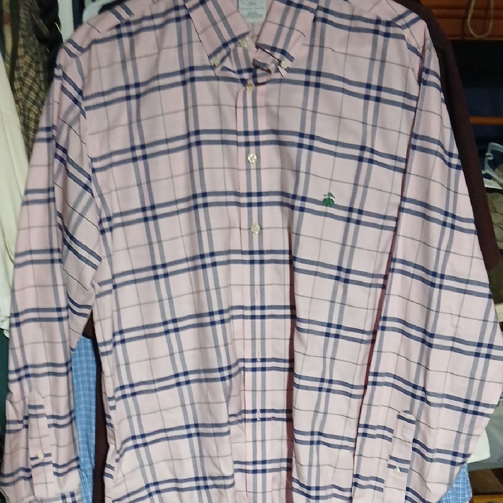 Men's Large Brooks Brothers Pink Plaid Shirt